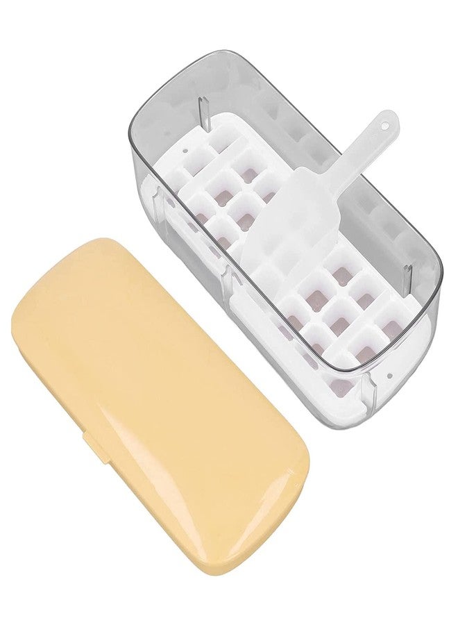 ONPRIX Ice Cube Tray with Lid and Bin,BPA Free Silicone Ice Box Freezer Tray Easy Press Ice Molds Box 48 Ice Cubes Ice Cube Bin Scoop Trays,Container and Scoop, Perfect for Drinks & Cocktail (Yellow) - Image 3